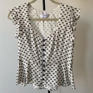 INTERMIX White Polka Dot blouse Size S
